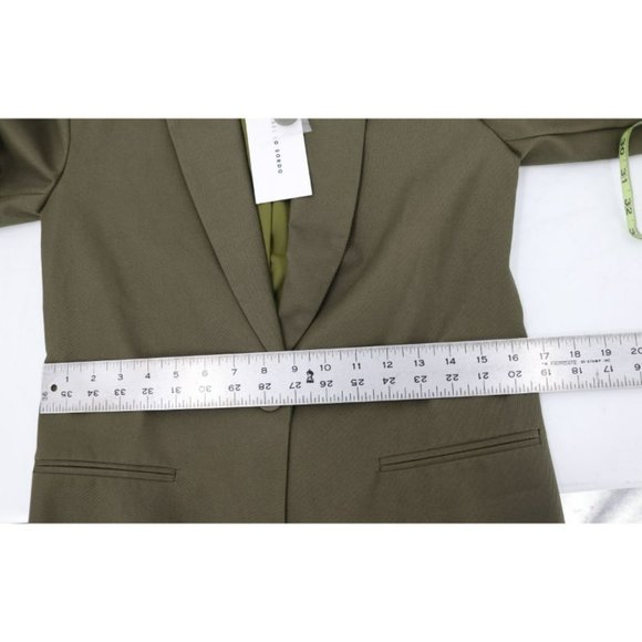 NWT‎ Michael Lo Sordo Crop Blazer Womens 6 One Button Cotton Green peak lapel - Picture 9 of 13